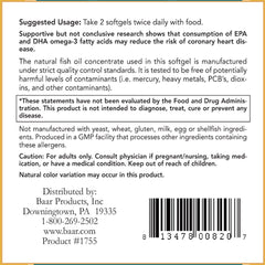 Baar Omega-3 label close-up shows purity screening