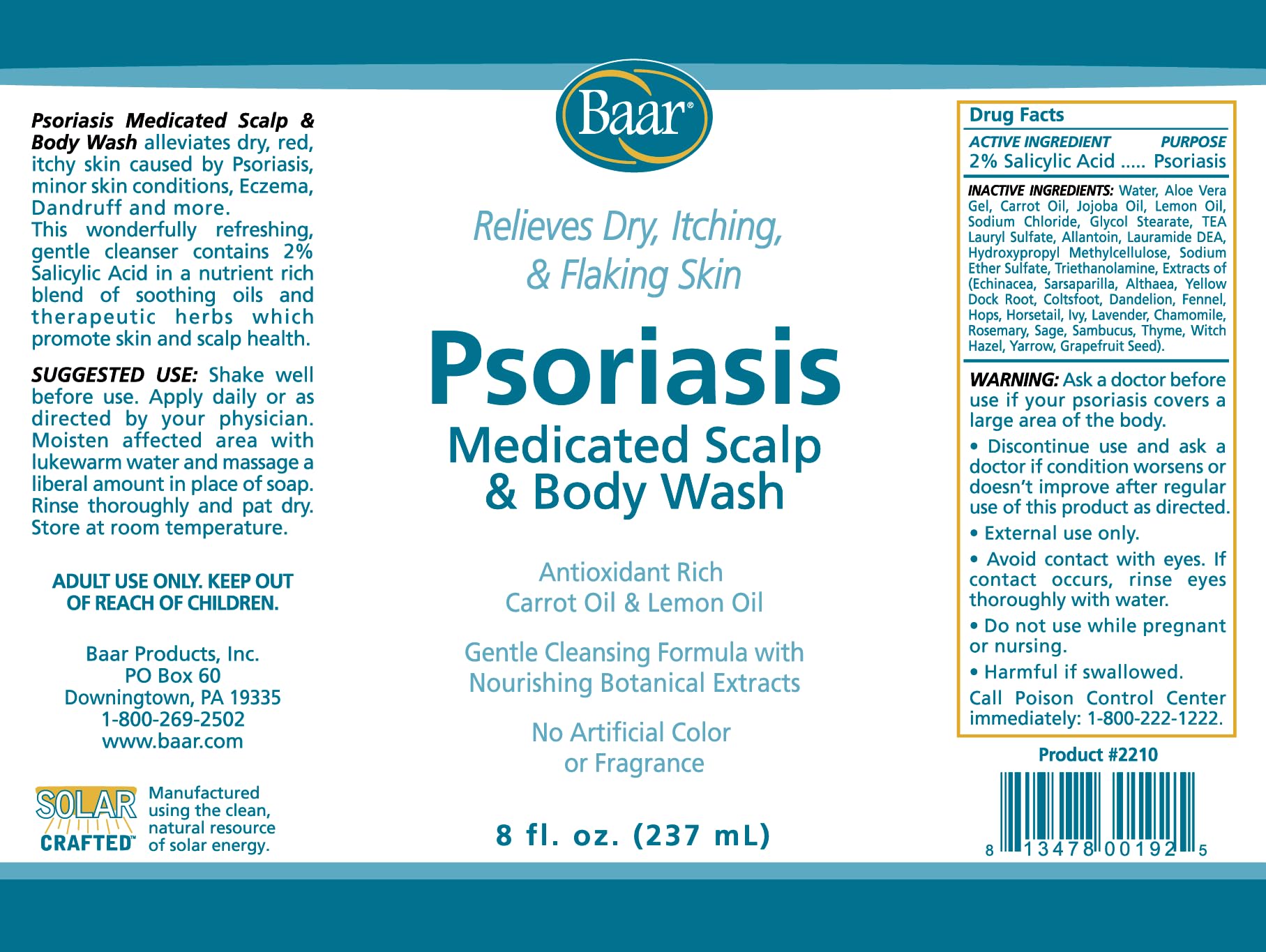 Baar Psoriasis Care Kit Wash and cream display showing routine layering
