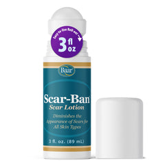 Baar Scar Ban Roll On bottle shown for targeted scar care and smooth application.