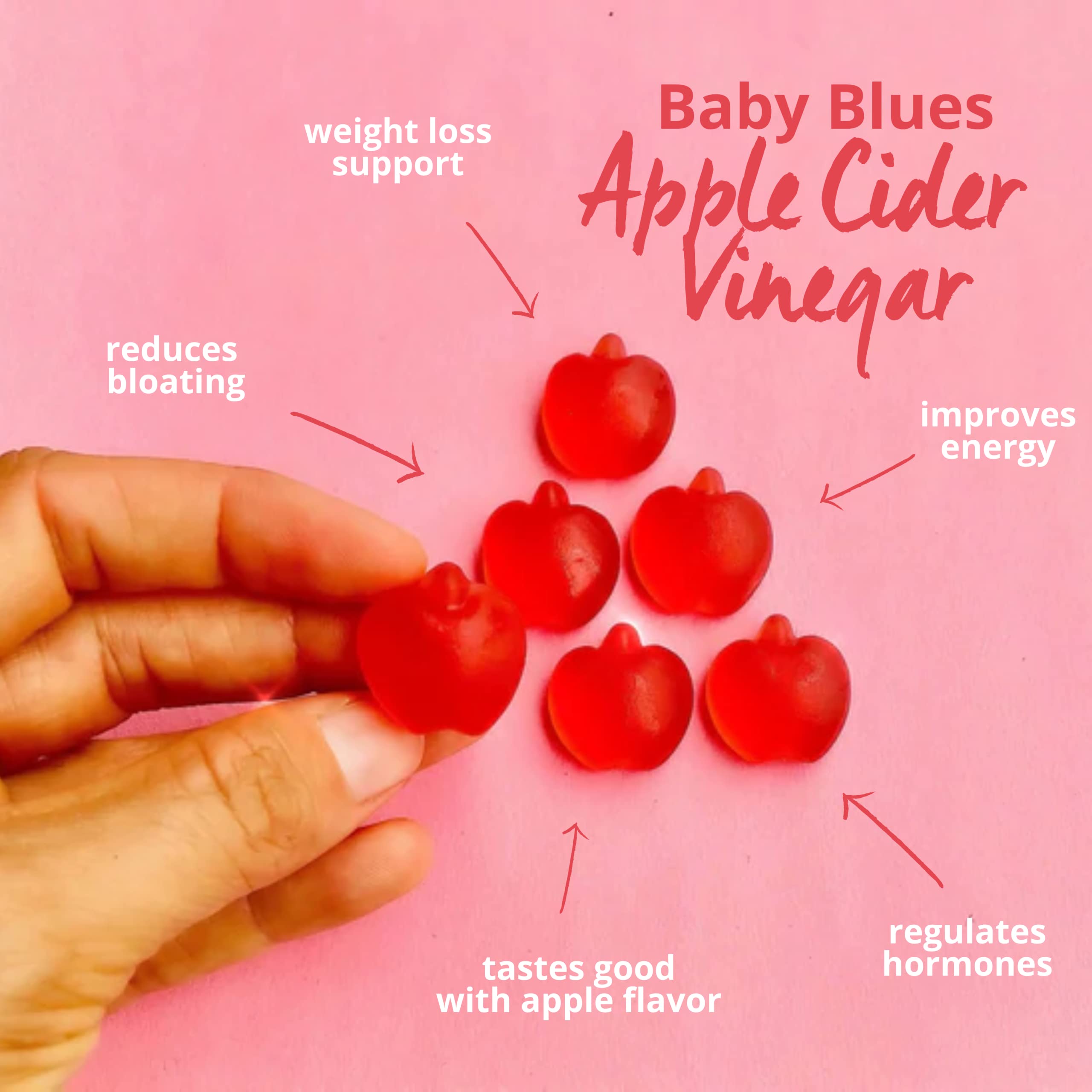 Packaging side view of Baby Blues postpartum gummies product.