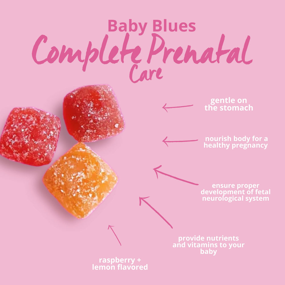 Two gummies a day provide a full 30-day prenatal supply of nutrients.