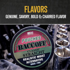 BACC OFF black tea base flavor label emphasizes bold savory notes.