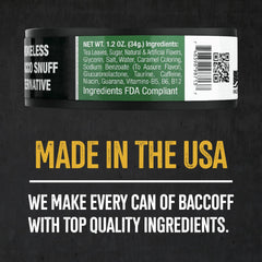 BACC OFF Extra Wintergreen Energized Fine Cut can side view showing bold branding.