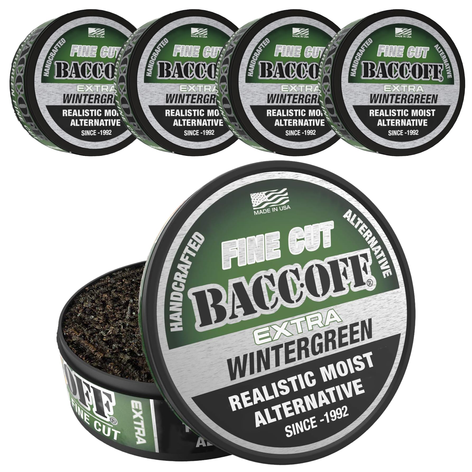 BACC OFF Extra Wintergreen Fine Cut can with bold aroma for quick pinch