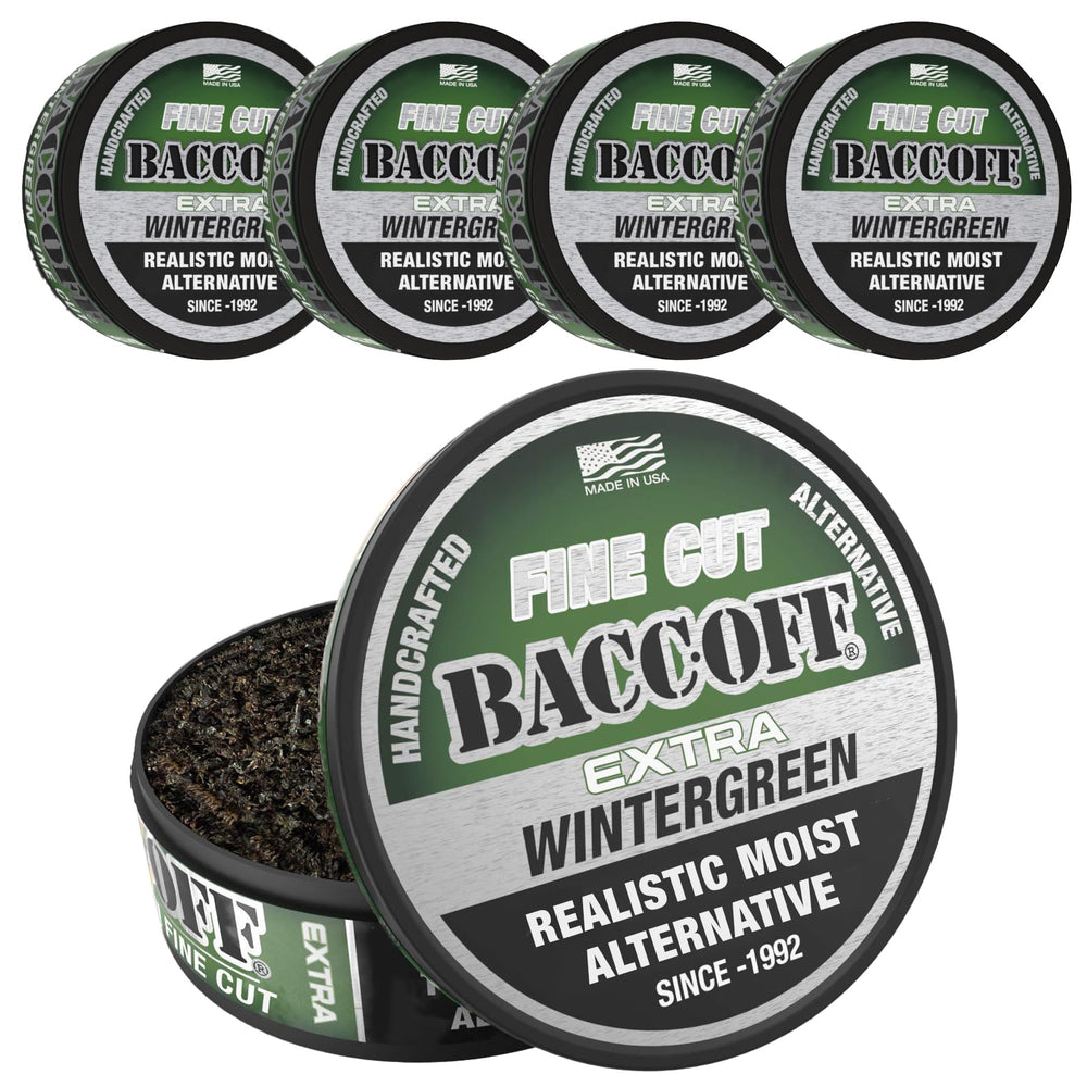 BACC OFF Extra Wintergreen Fine Cut can with bold aroma for quick pinch