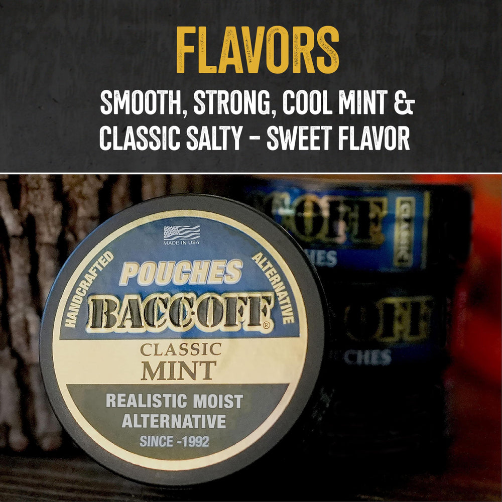 BACC OFF mint pouches closeup shows premium packaging and smooth texture