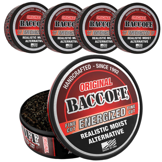 BACC OFF Original Energized can front view highlighting bold smoky flavor.