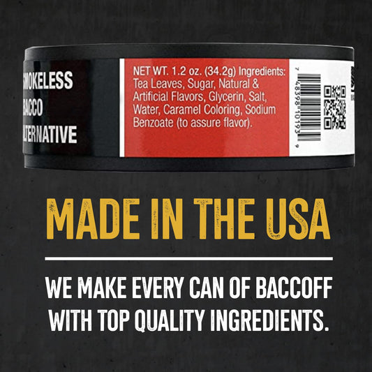 BACC OFF Original Fine Cut can label close-up showing branding and authentic design.
