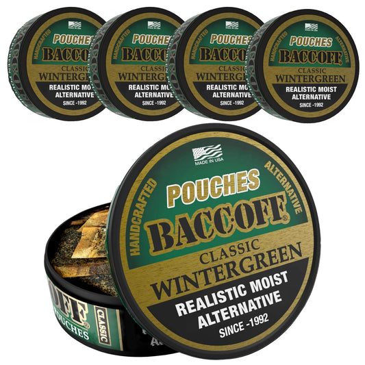 BACC OFF Wintergreen Pouches packaging front shows bold branding for on-the-go use.