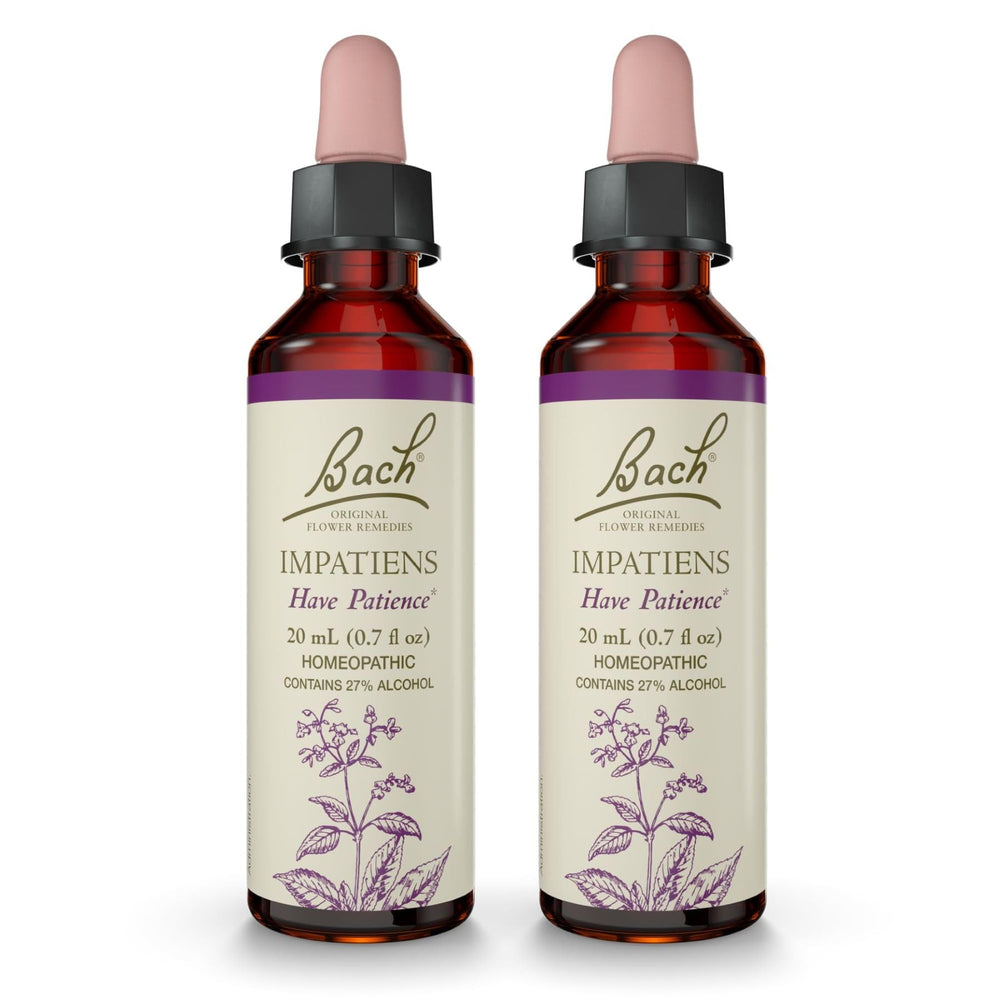 Bach Original Impatiens bottle with 20ml dropper promoting patience.