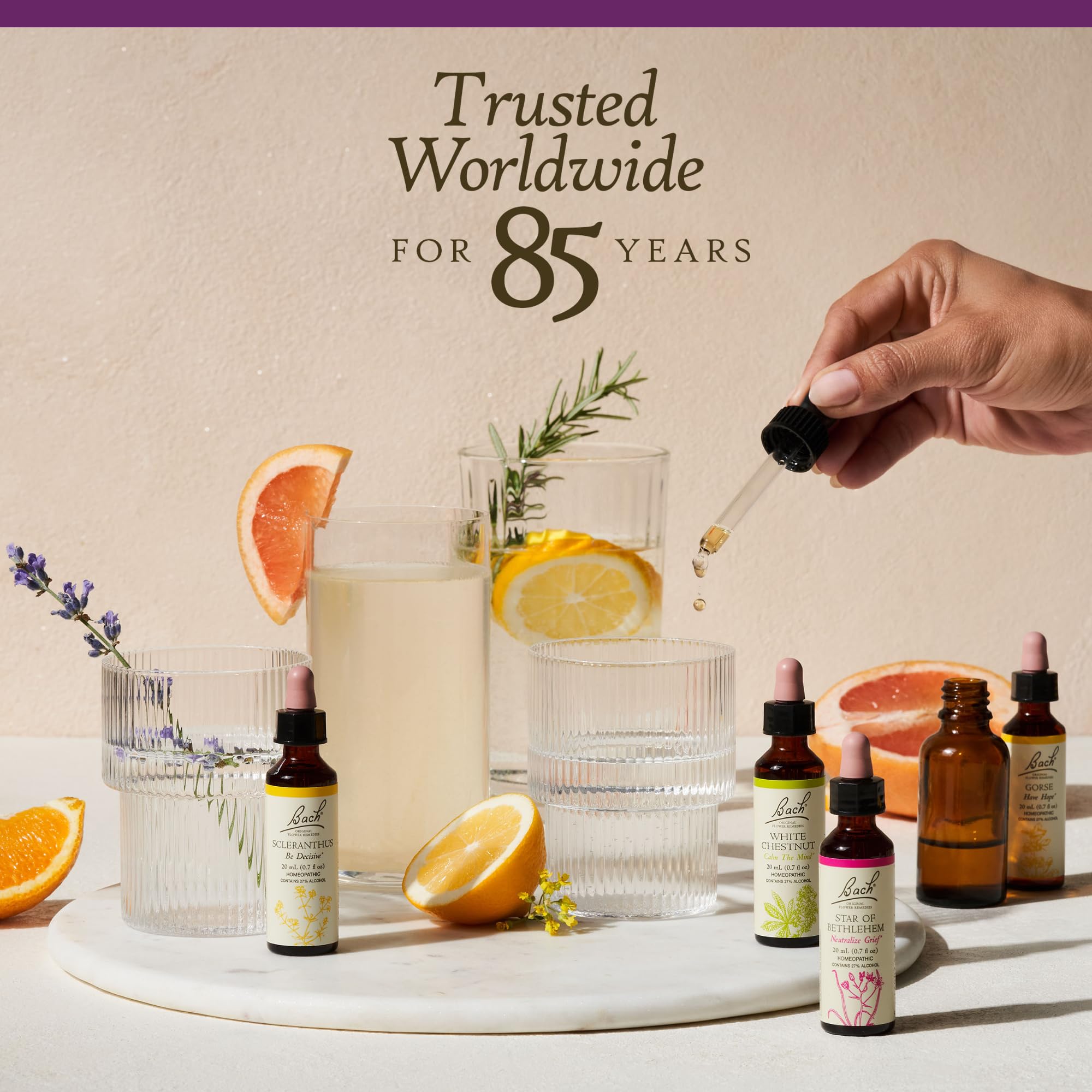 Packaging note referencing Dr. Bach methodology and natural remedies.