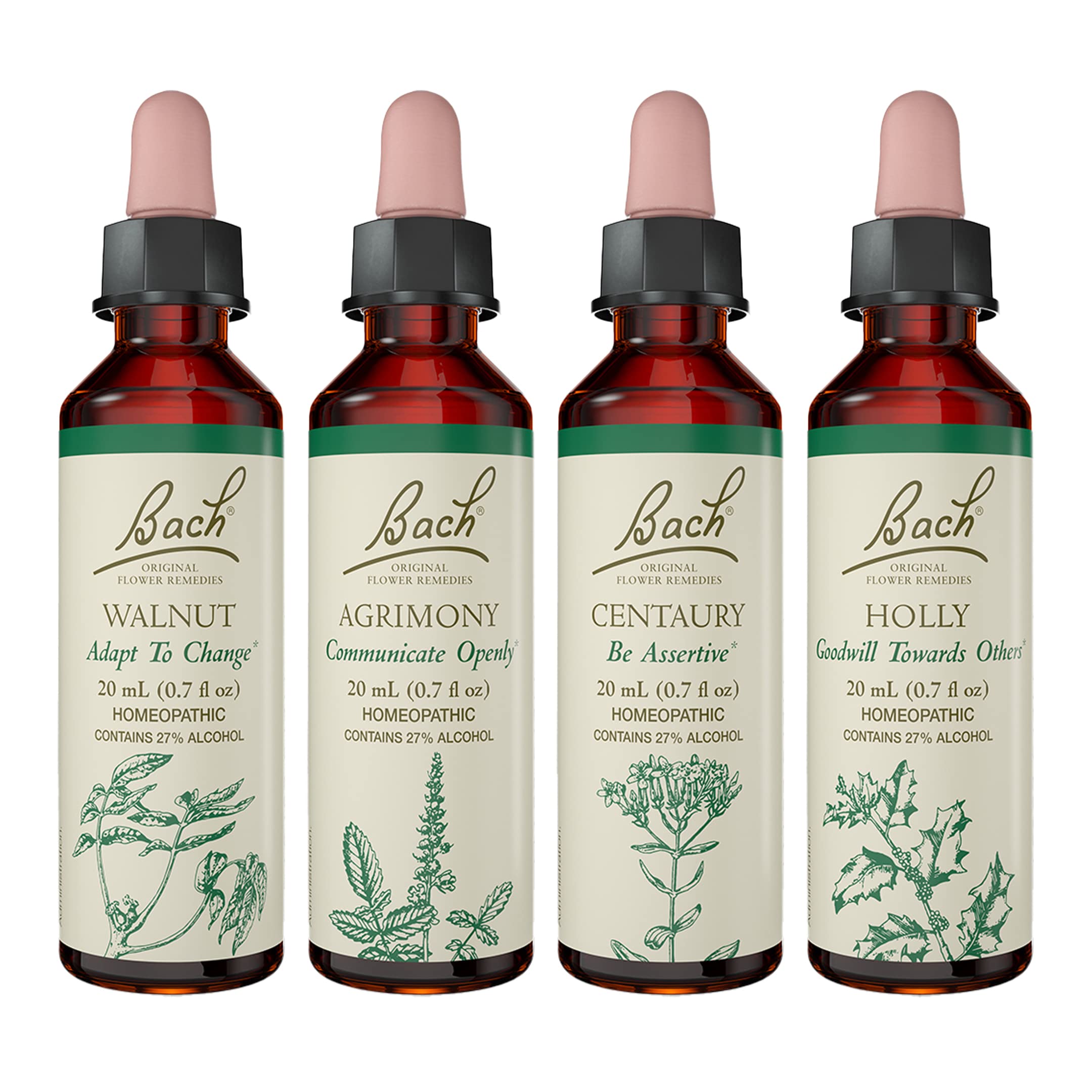 Bach Original Flower Remedies stand-your-ground pack bottles for emotional balance