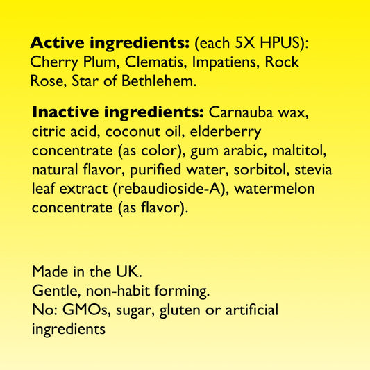 Bach RESCUE Pastilles watermelon lozenges close-up for calming moments.