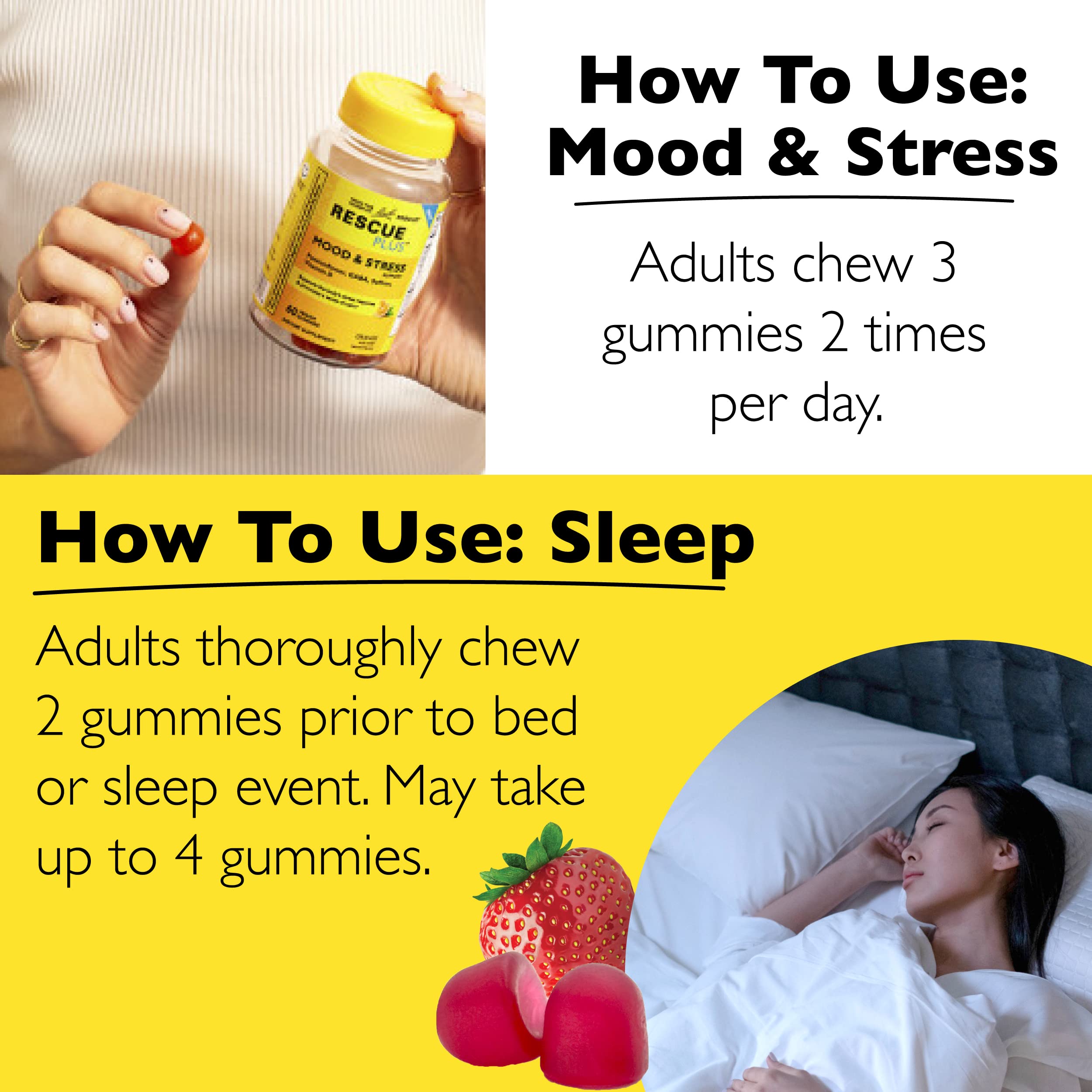 Bach Rescue Plus Melatonin Sleep Gummies bottle delivers 5 mg per gummy.