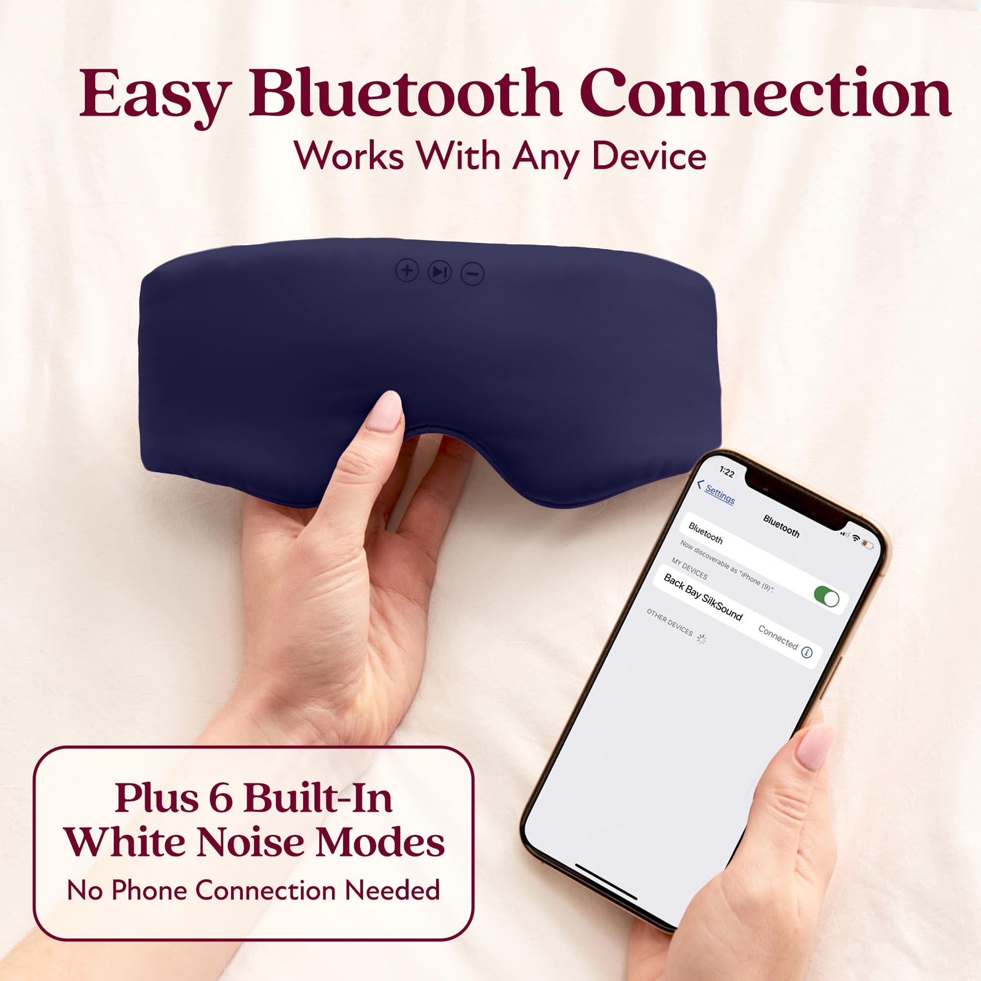 Back Bay Audio SilkSound white noise modes create soothing soundscapes for sleep
