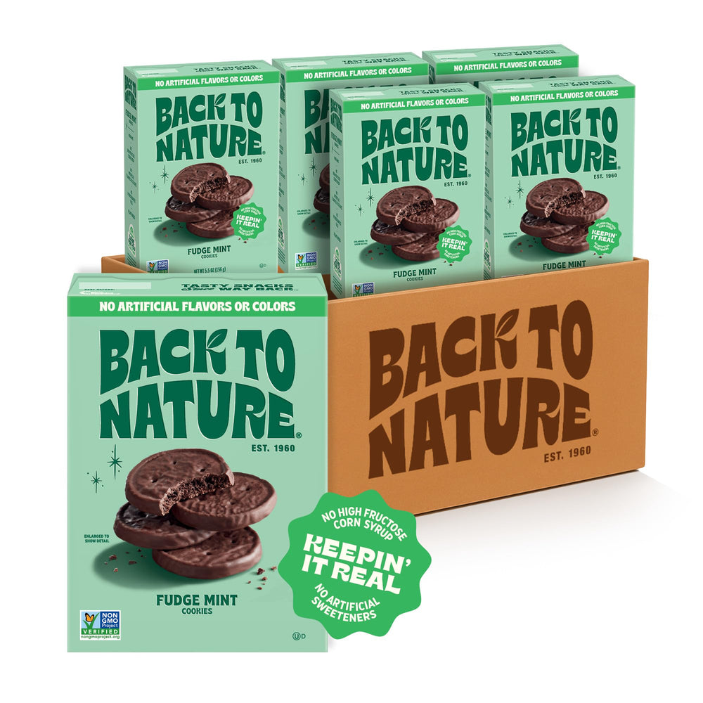 Back to Nature fudge mint cookie pack ready for a milk dunk.