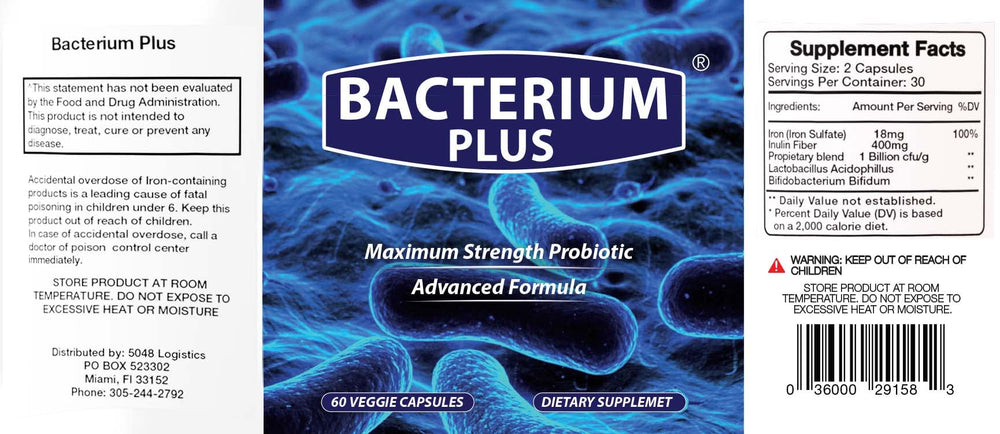 BACTERIUM PLUS instruction card reveals daily usage tips for probiotic routines