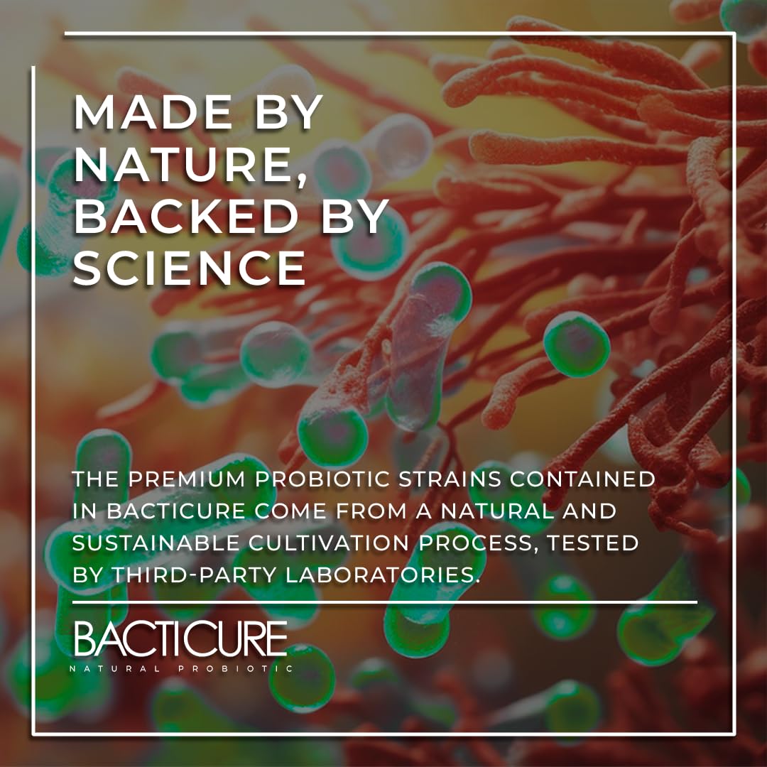 BACTICURE bottle label detail highlighting patented formula