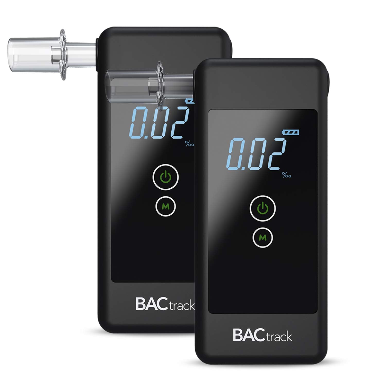 BACtrack Trace front view shows a portable breathalyzer ready for quick testing
