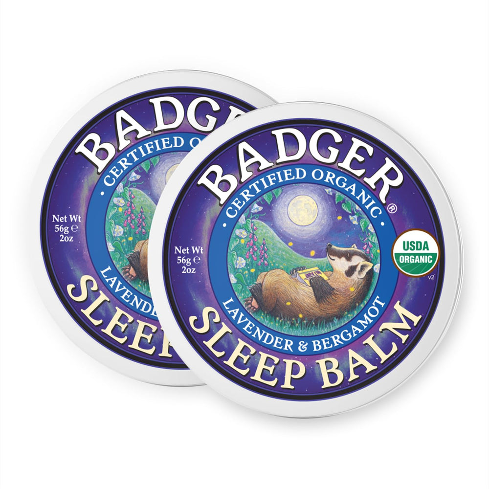 Badger Sleep Balm 2oz tin front view, compact and travel-friendly.
