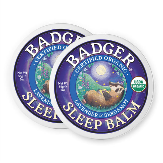 Badger Sleep Balm 2oz tin front view, compact and travel-friendly.
