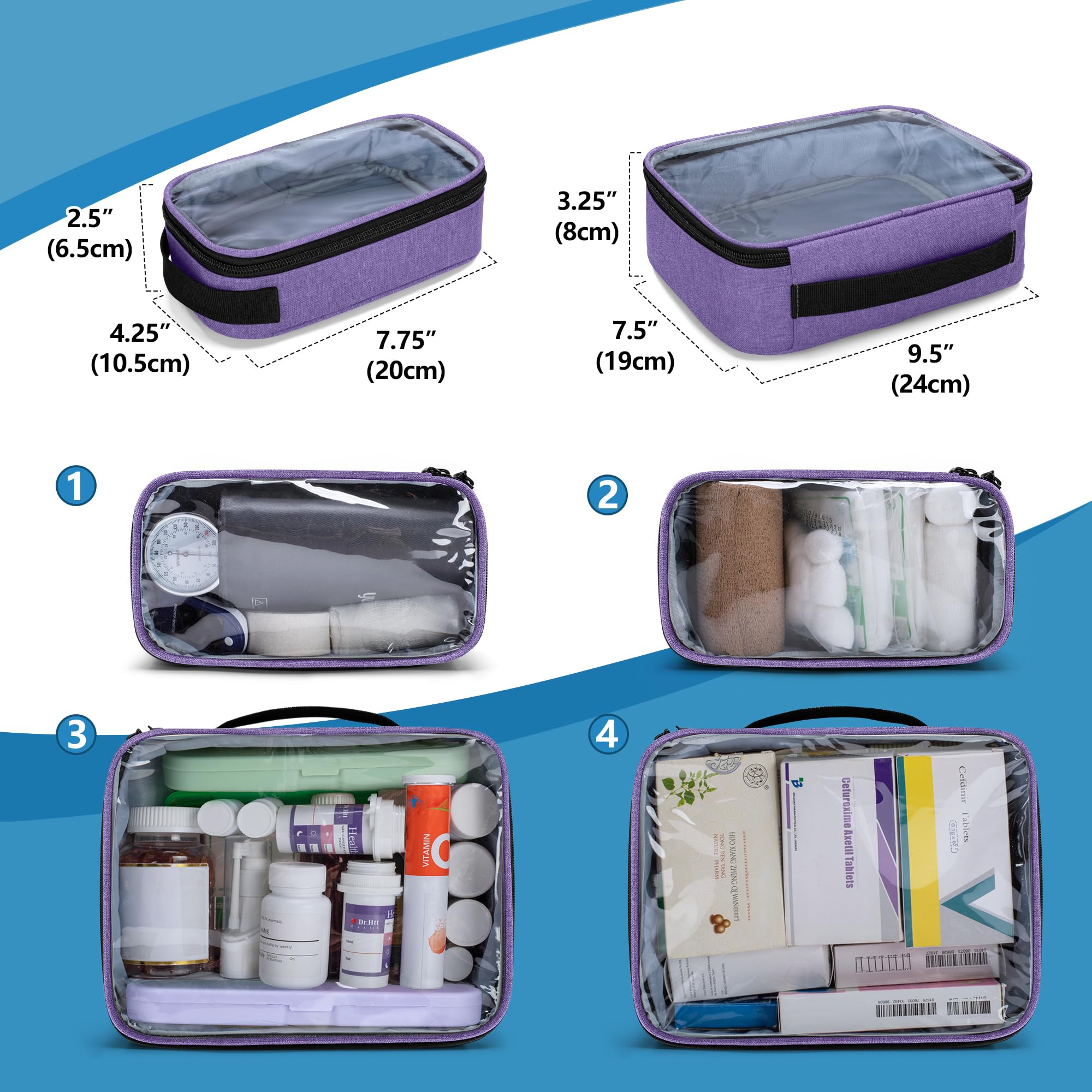 BAFASO transparent interior pouches for quick content checks
