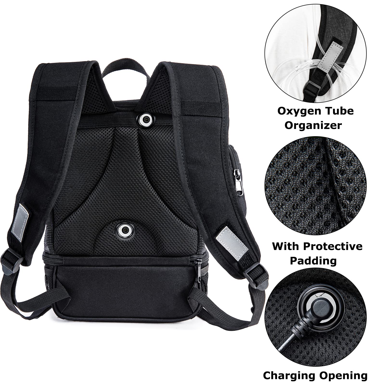 BAGSFY oxygen backpack bottom compartment storing extra batteries and essentials