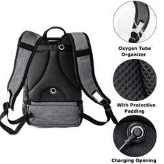 BAGSFY Oxygen Backpack clear top cover for viewing settings without opening.