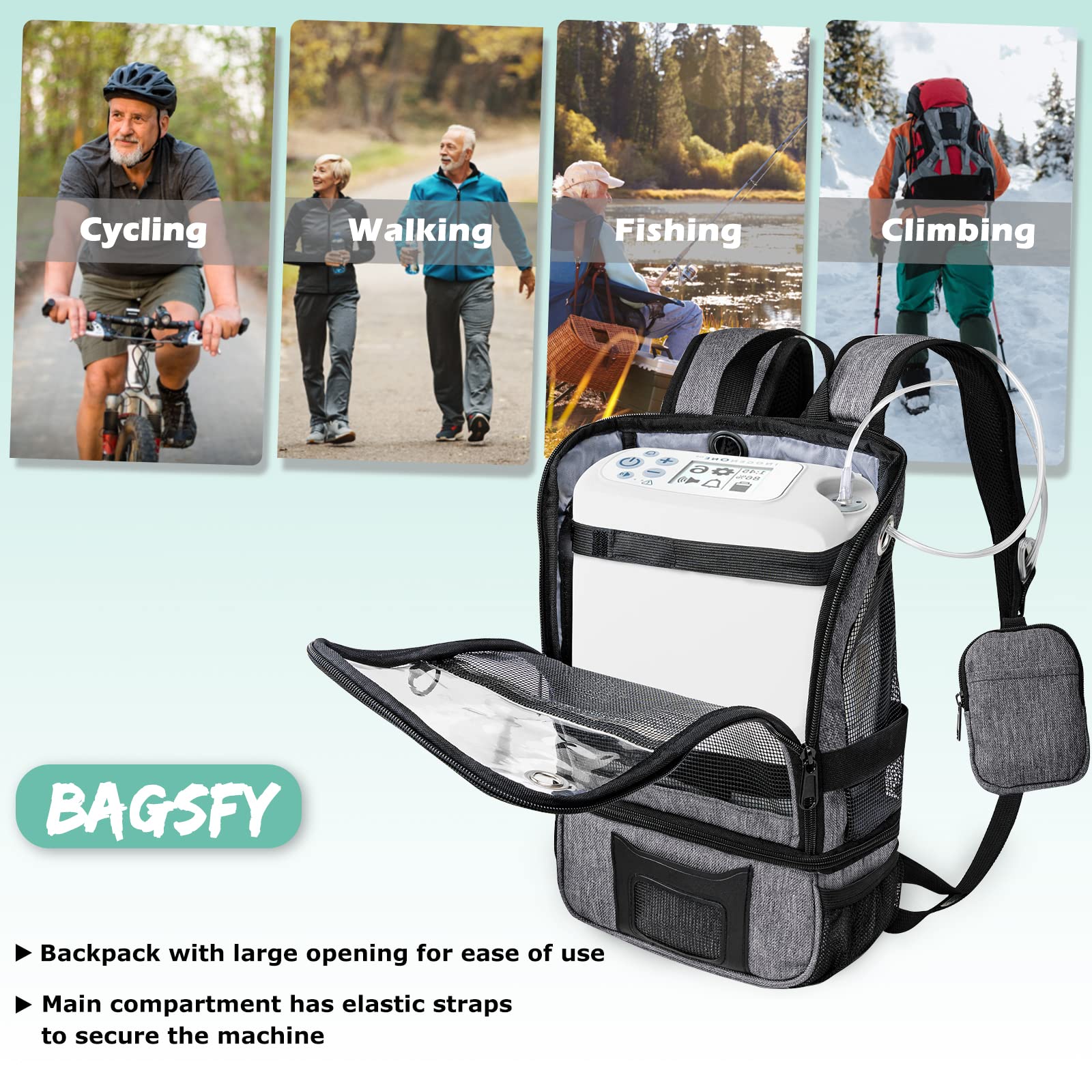 BAGSFY Oxygen Backpack removable pouch adds versatile storage for travel.