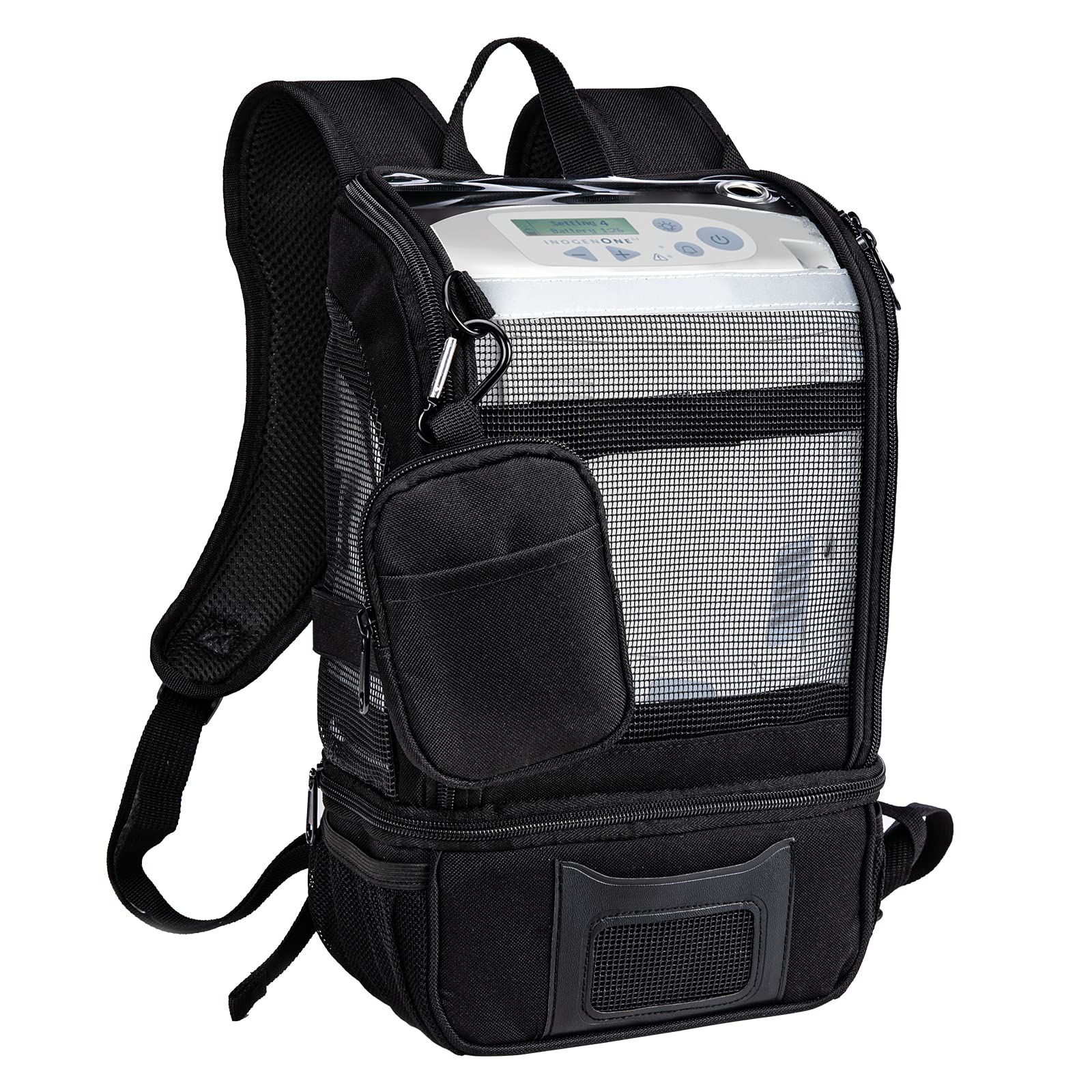 BAGSFY oxygen backpack top cover enabling quick access to Inogen One G5 controls