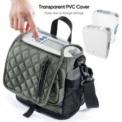Transparent top cover on the BAGSFY bag to view settings and operate buttons.