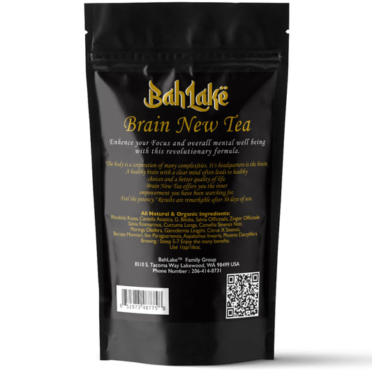 Close-up of Bahlake Brain New Tea herbal blend for mental clarity and natural energy.