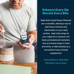 Mineral-rich Baja Gold drops enhancing soups and sauces