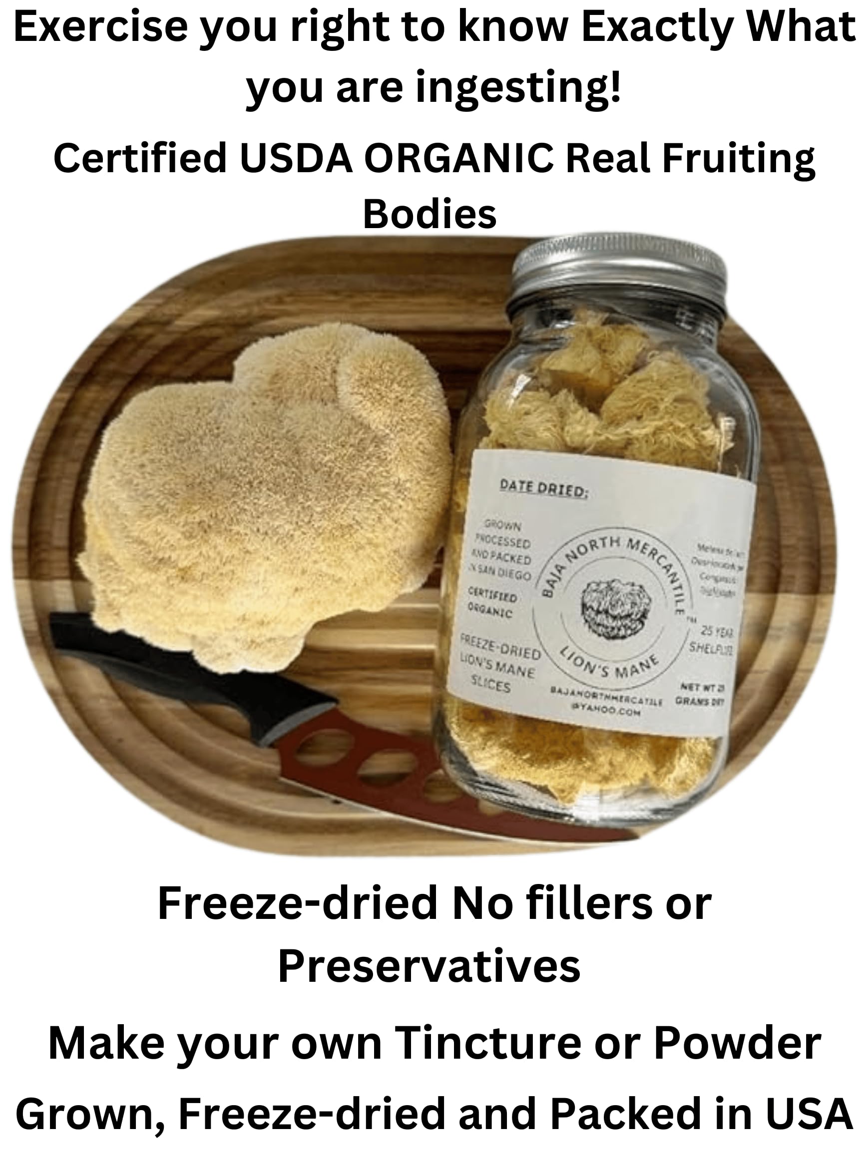 Baja North Mercantile Lion's Mane rehydrated and cooked for savory add-ins.