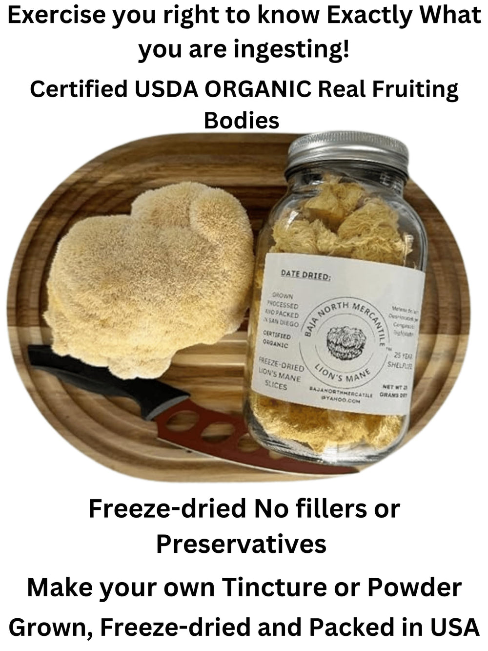 Baja North Mercantile Lion's Mane rehydrated and cooked for savory add-ins.