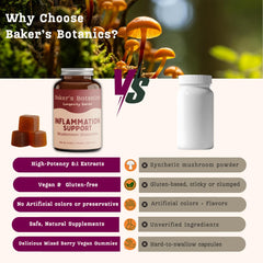 Baker's Botanics Longevity Gummies turmeric swirl conveys anti-inflammatory-inspired wellness support.