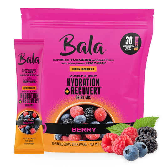 BALA enzyme hydration packets in berry flavor for on-the-go hydration