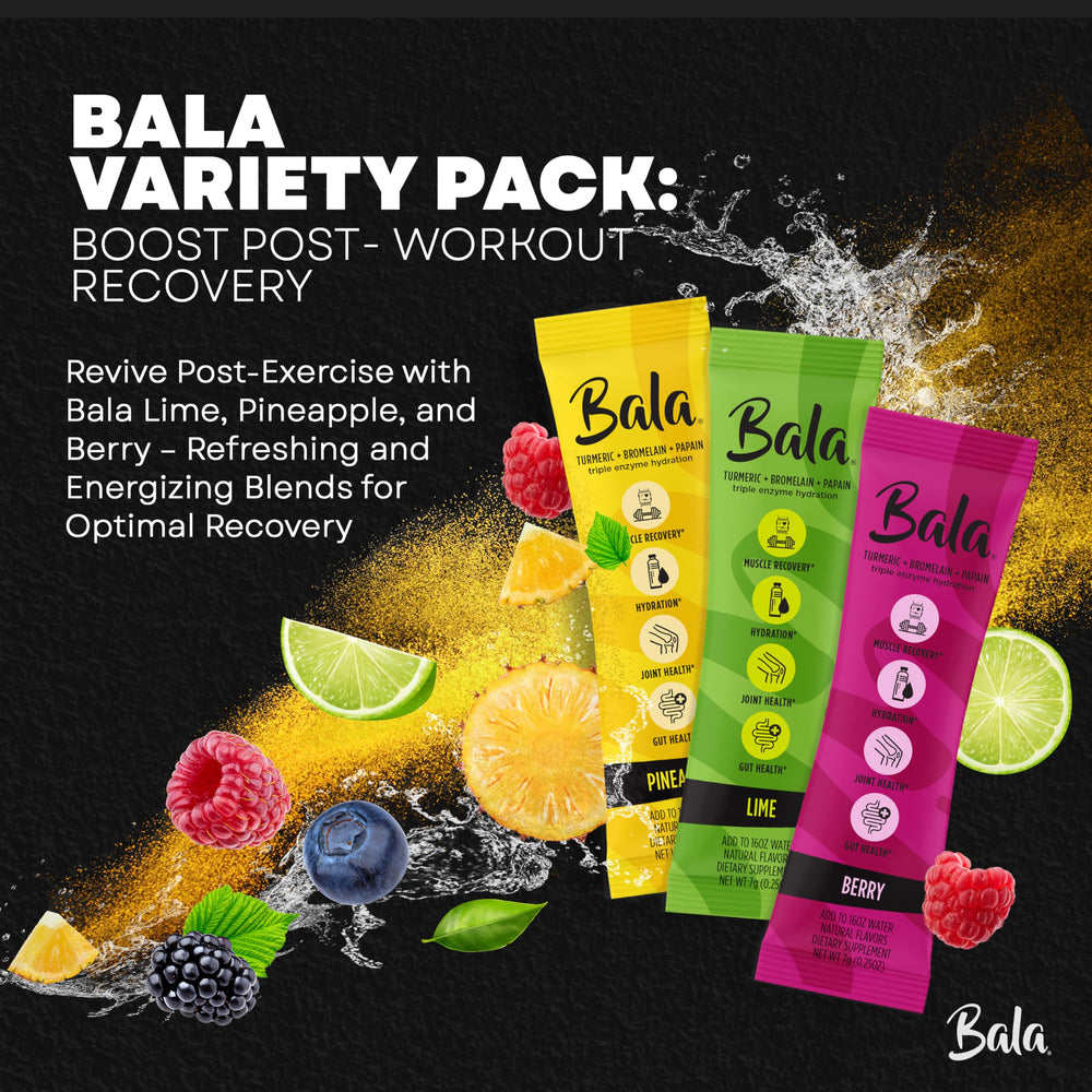 BALA berry flavor powder in a glass creating a flavorful electrolyte drink.