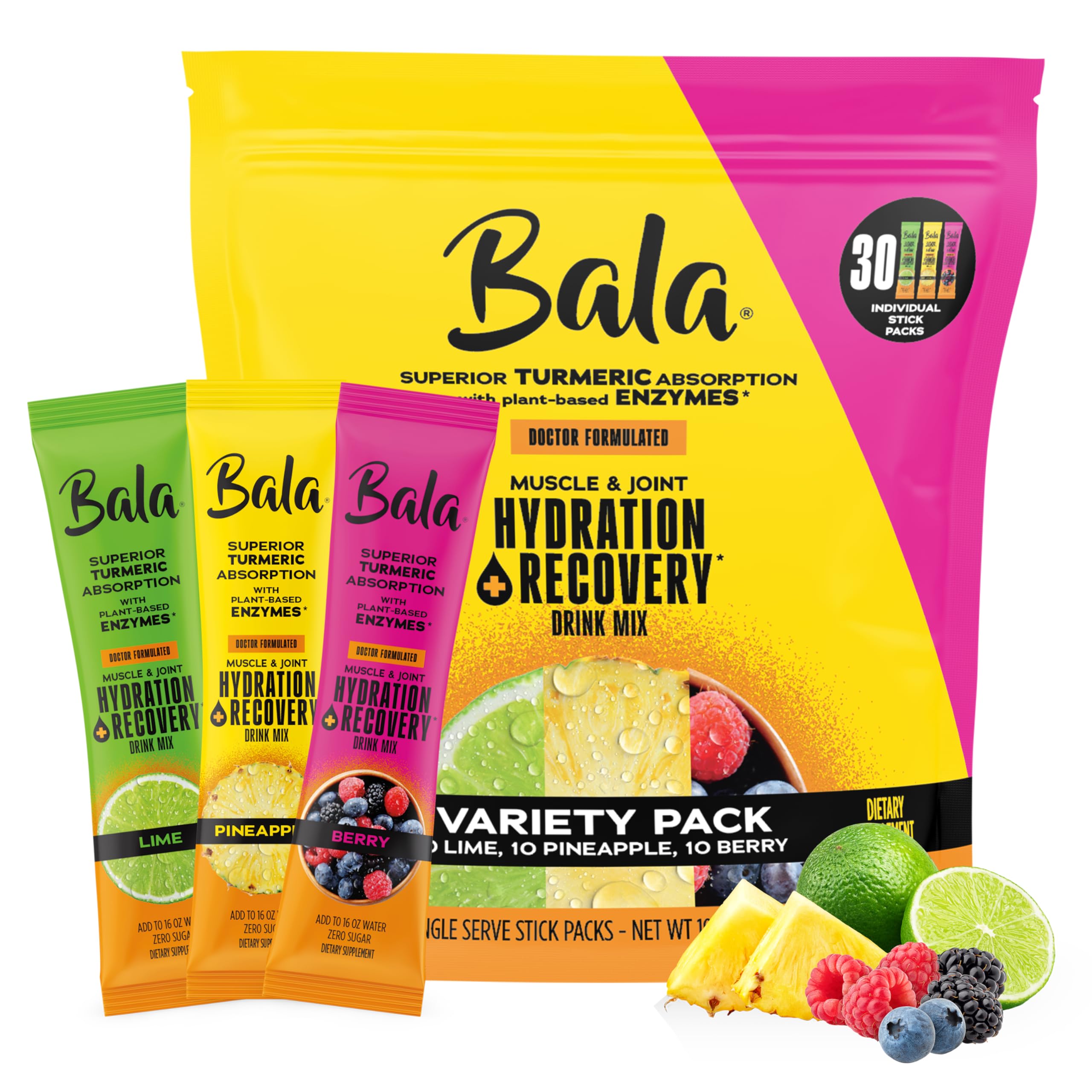 BALA pineapple flavor powder dissolving in water for quick hydration after workouts.