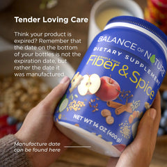 Balance of Nature Fiber & Spice apple pieces and seeds forming a natural blend.