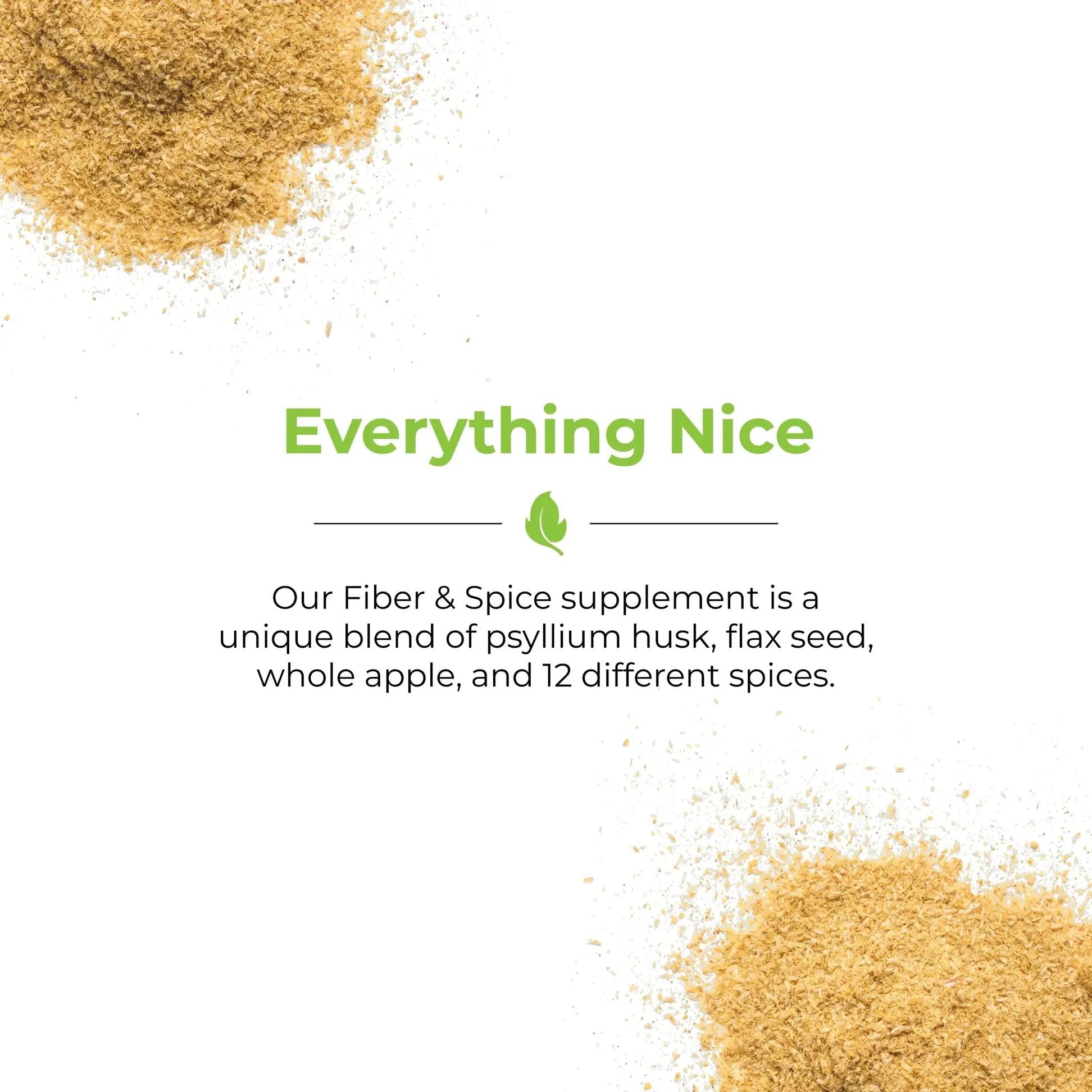 Balance of Nature Fiber & Spice mix swirling in water for digestion-friendly use.
