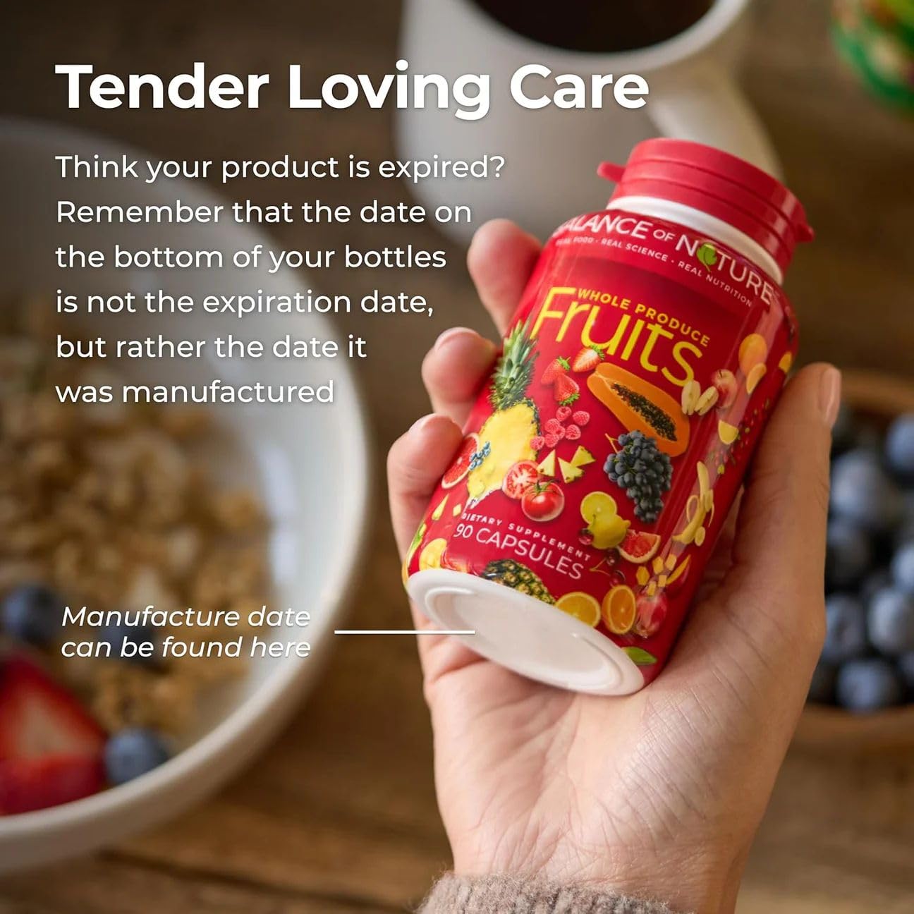 Balance of Nature fruits powder vacuum-cold process preserving nutrients.