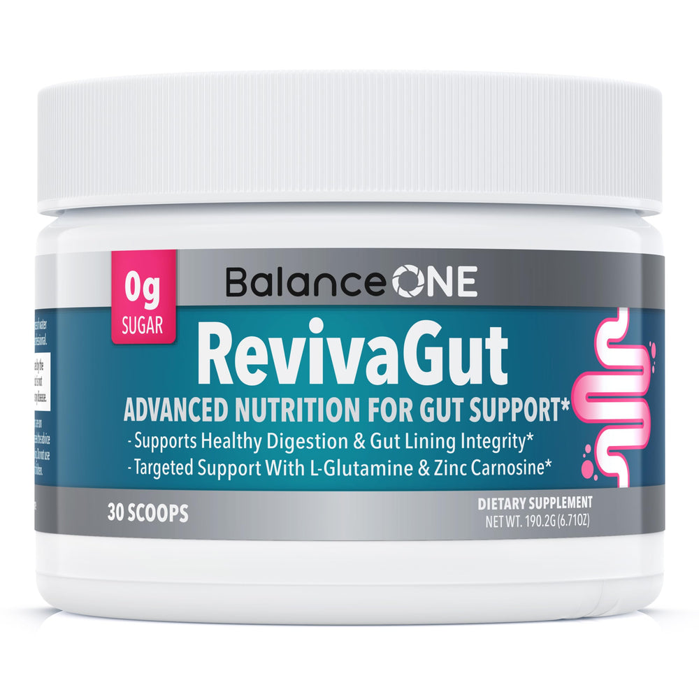 Balance ONE bottle front view showing gut support formula for digestion
