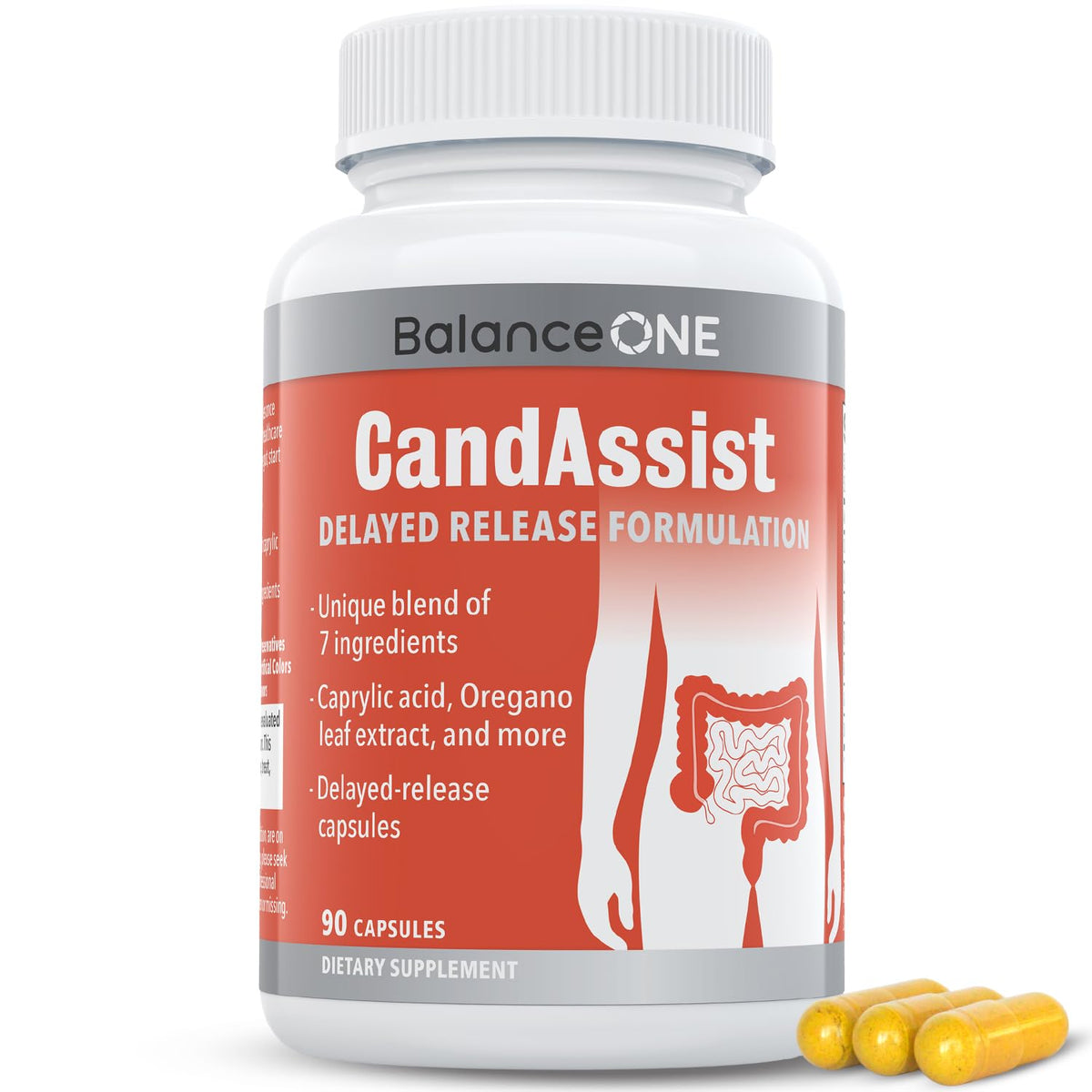 Balance ONE CandAssist bottle front supporting daily yeast balance.