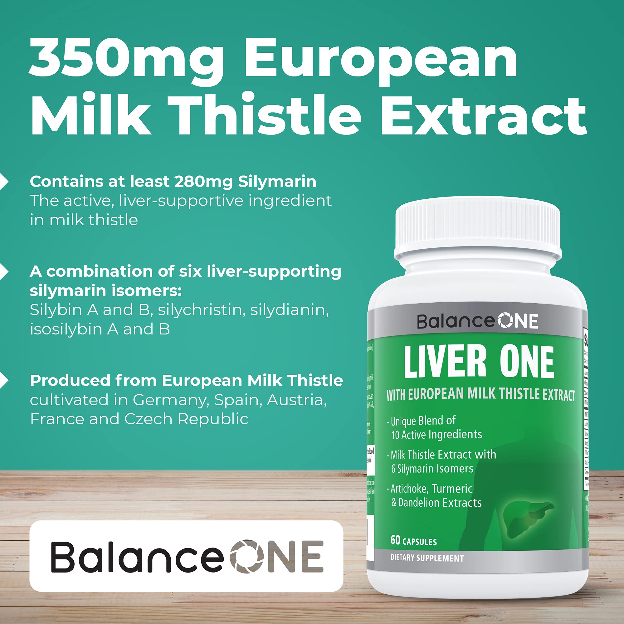 Balance ONE bottle featuring dandelion root extract for liver support