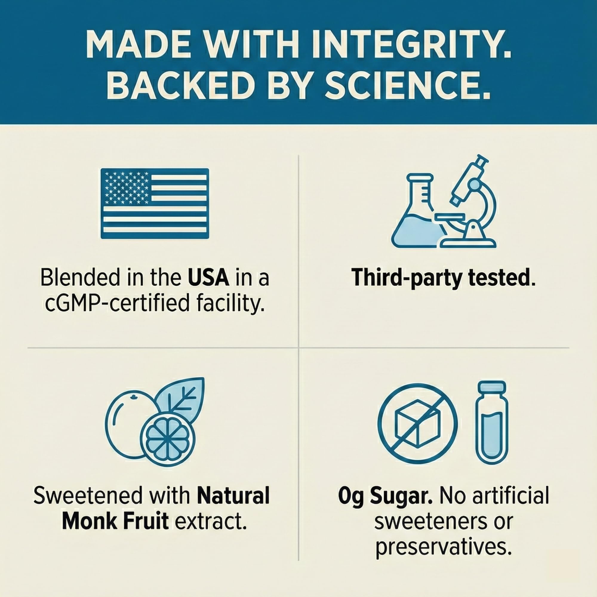 Balance ONE monk fruit-sweetened formula signaling gentle taste and sugar-free profile