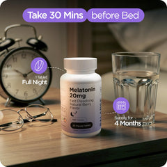 Balancebreens Melatonin 20mg tablet with water demonstrates easy nightly use.