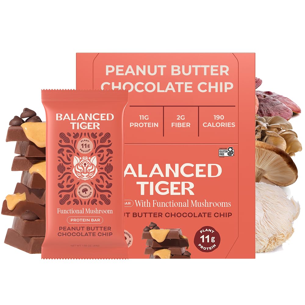 Balanced Tiger functional mushroom bars with peanut butter chocolate for quick energy