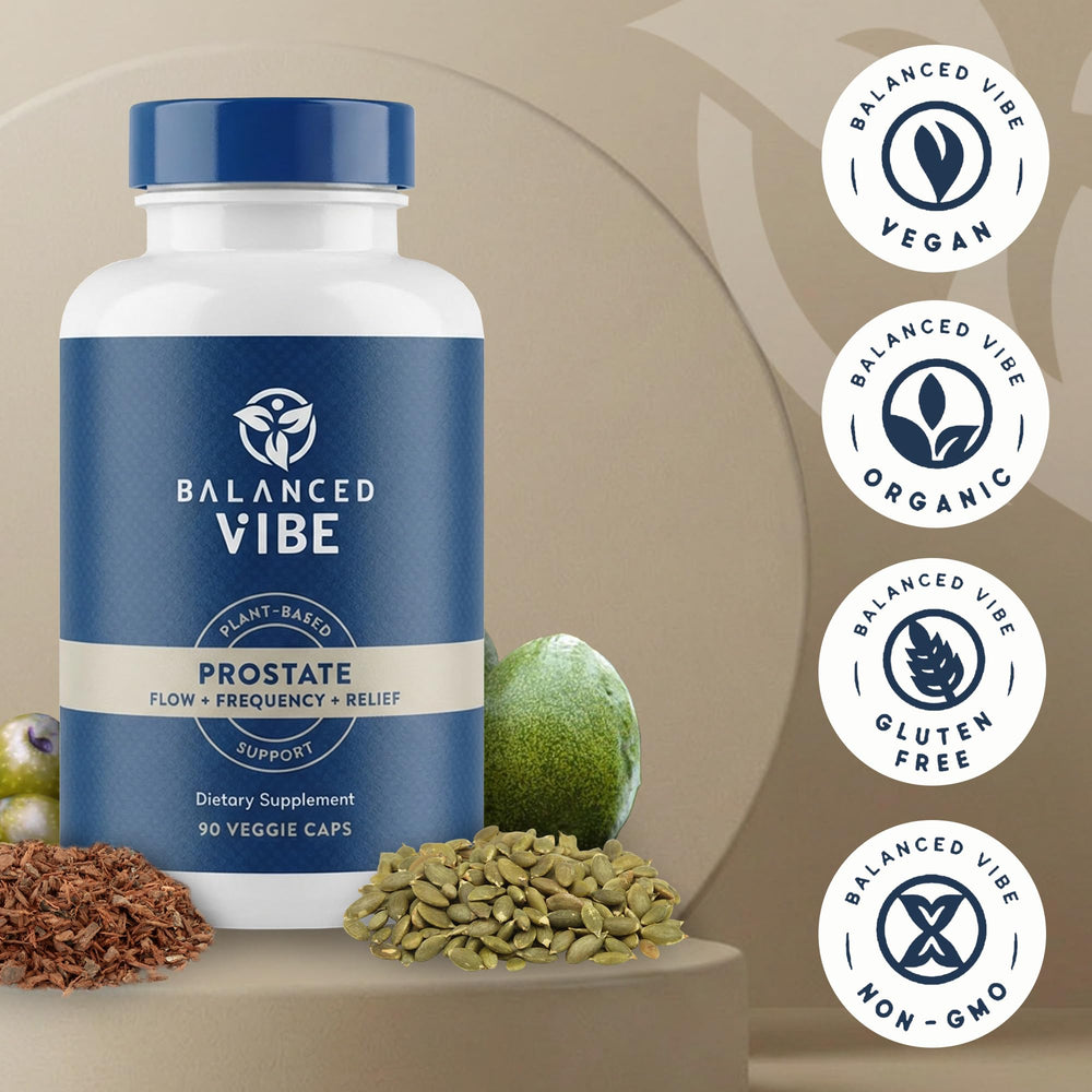 Balanced Vibe Saw Palmetto packaging communicates quality and trust with GMP standards.