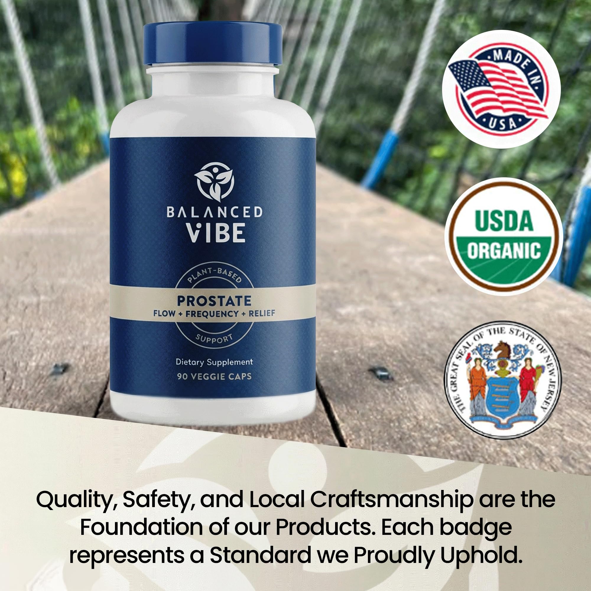 Balanced Vibe Saw Palmetto capsules tablet closeup shows sturdy capsules and dosing.